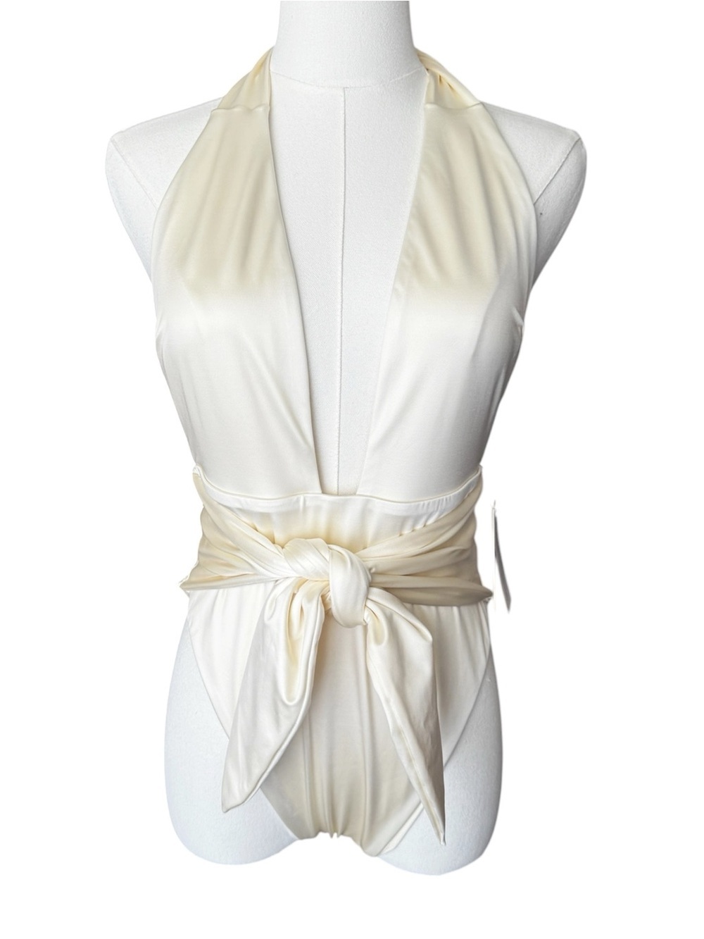 NWT MONTCE x Elsa Hosk Cream Silkie Tropez One-Piece Swimsuit Large - Picture 6 of 13